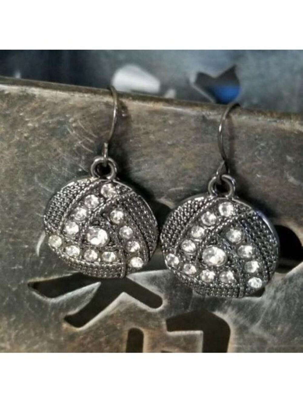 Swarovski Austrian Crystal Gunmetal Gray Black Earrings